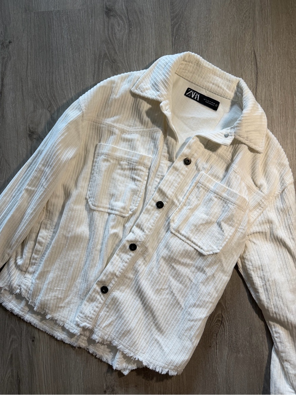 Zara Cream Corduroy Button Jacket